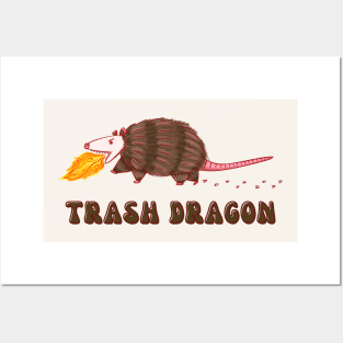 Opossum Trash Dragon Breathing Fire Posters and Art